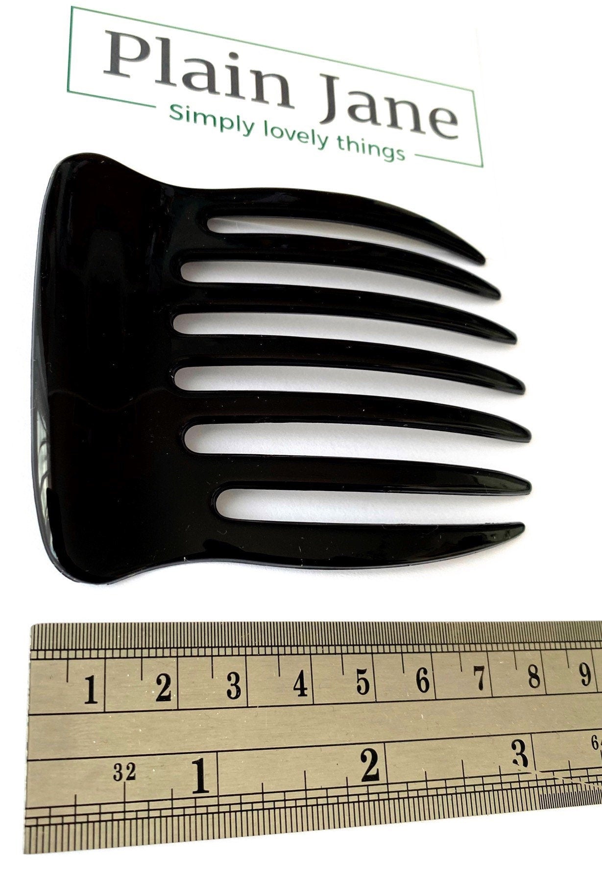 The Badger Comb by Plain Jane x1 - Acrylic Black Hair Comb - Oyster Hair Comb - Black French Hair Comb - Black Comb