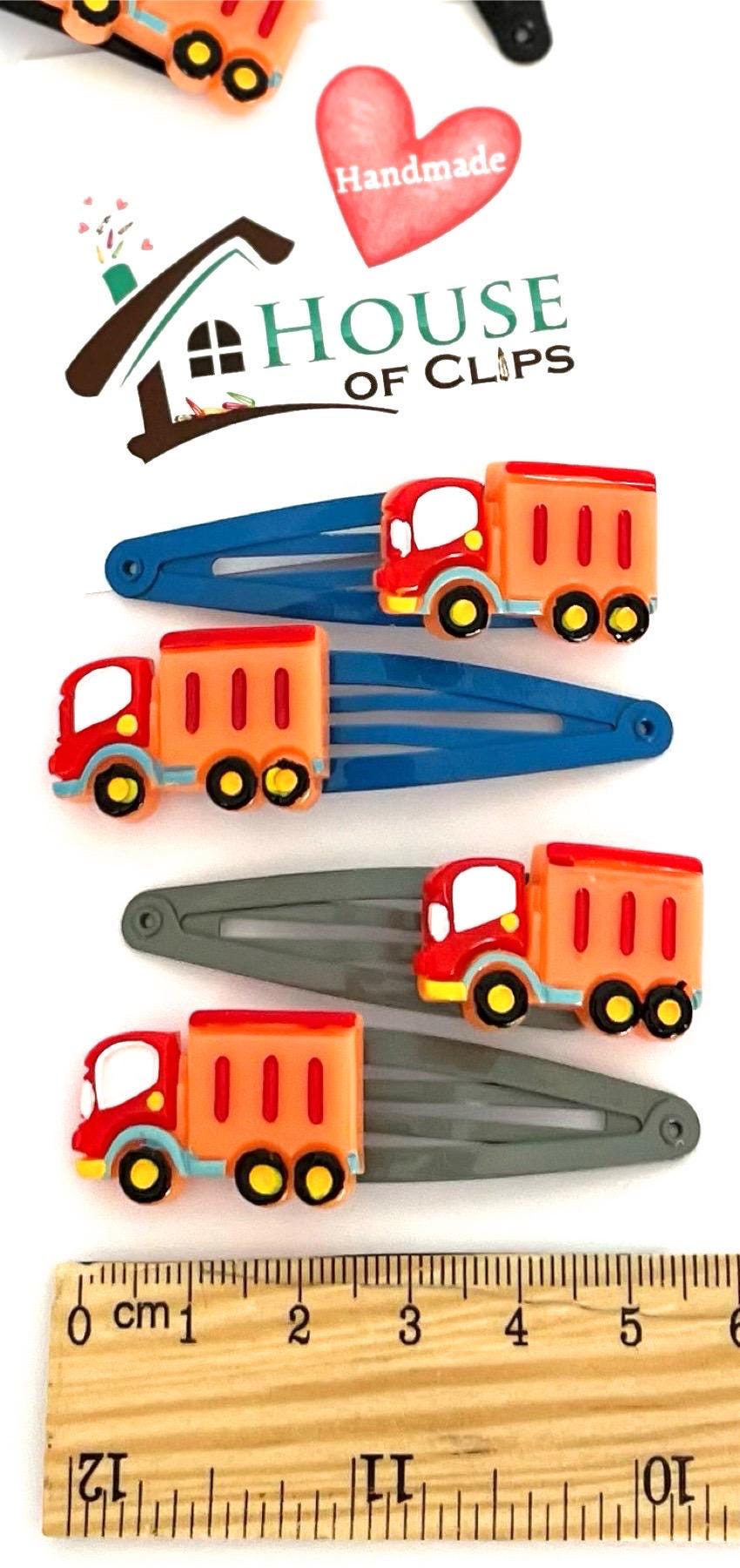Truck Hair Clips: Construction Vehicle Hair Barrettes - Set of 2