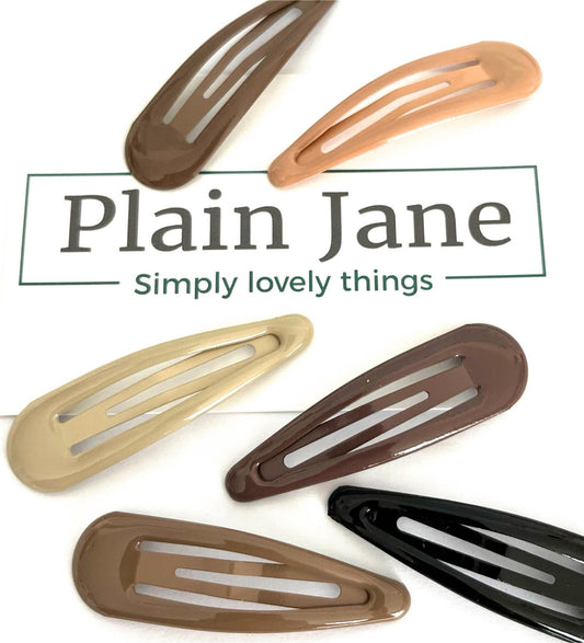 Perfectly Neutral Clips by Plain Jane x6 - 50s Style Hair Clips - Strong Neutral Plain Snap Clips - Vintage Style Hair Clips - Fringe Clips