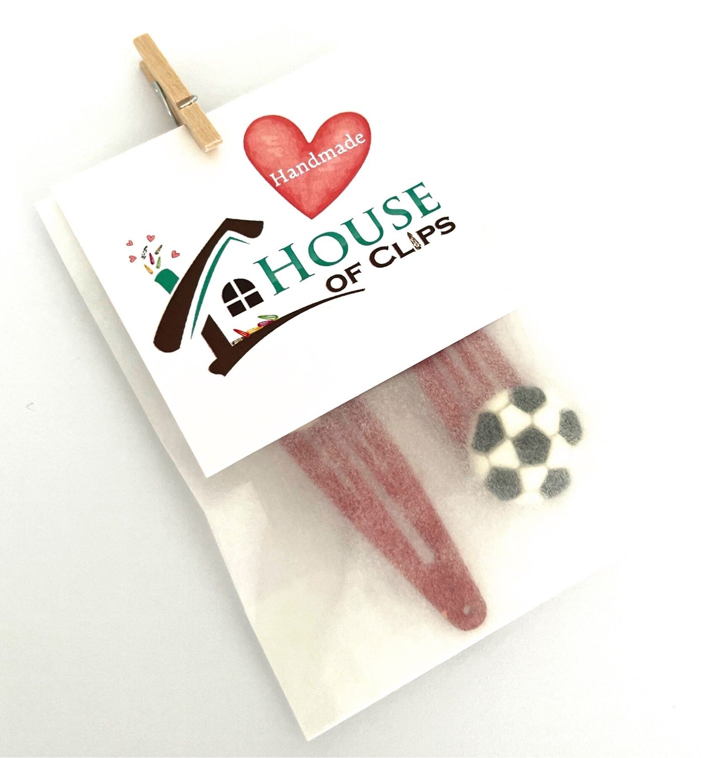 Football Hair Clips: Soccer Snap Barrettes - Gift for Girls (x2)