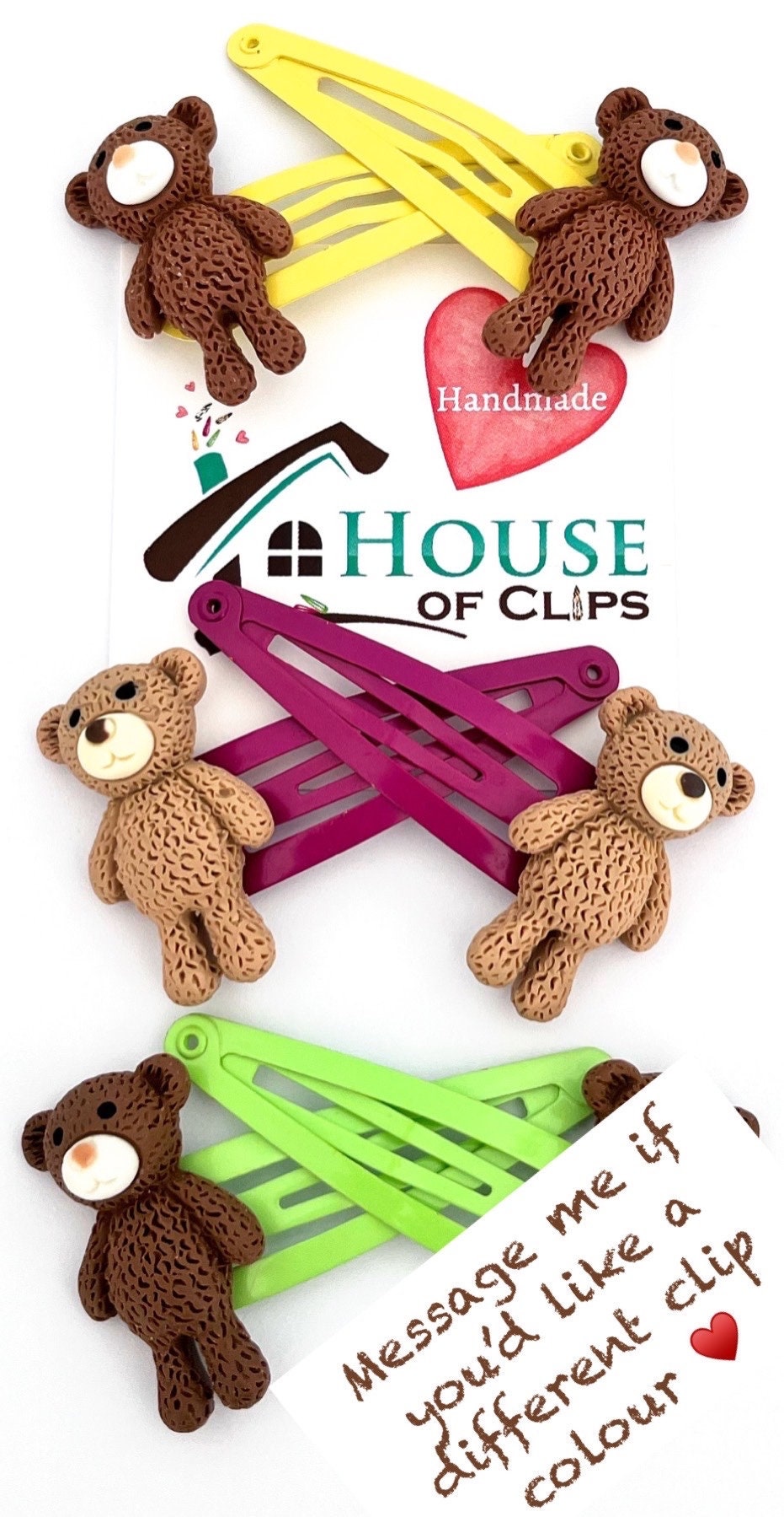 Teddy Bear Hair Clips: Fun Toy Hair Accessories (Set of 2)