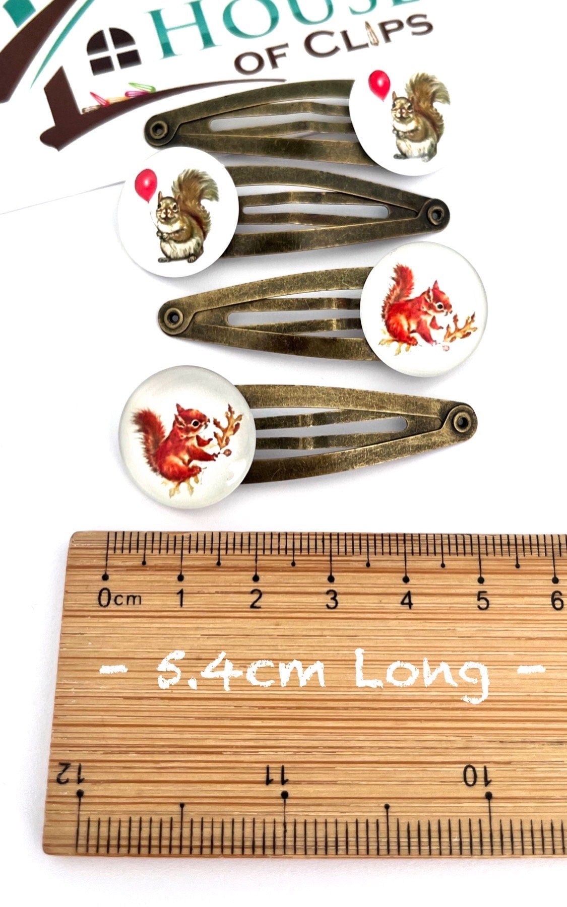 Vintage Squirrel Hair Clips: Red & Grey Squirrel Barrettes (Set of 2)