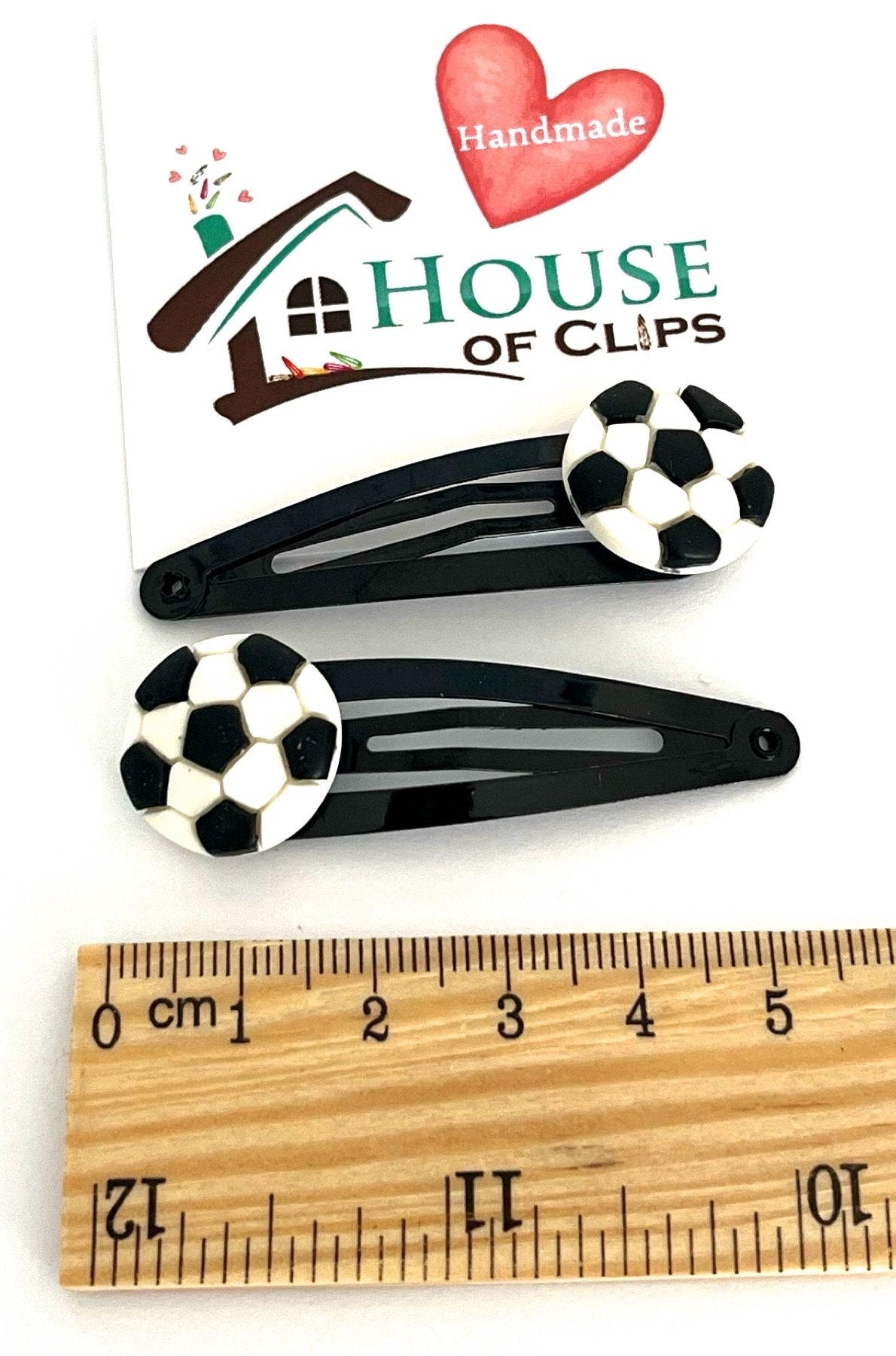 Football Hair Clips: Soccer Snap Barrettes - Gift for Girls (x2)
